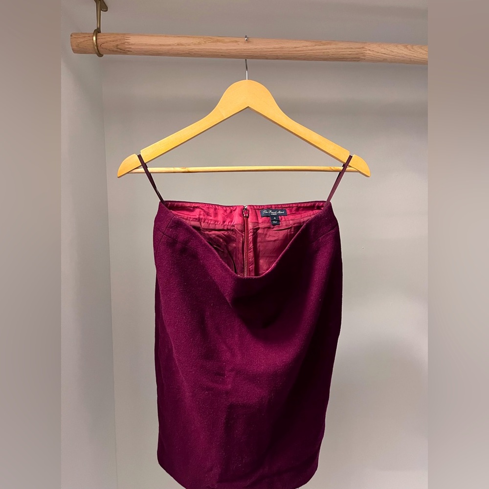 J-Crew pencil skirt, size 4, crimson/maroon color, wool blend skirt,